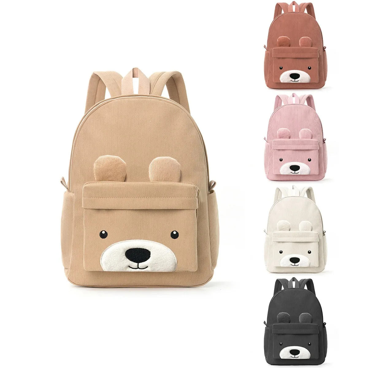 

Cartoon Plush Backpack Cute Bear Backpack For Children Back-To-School Gift Multilayer Large Capacity Backpack New Corduroy Bag