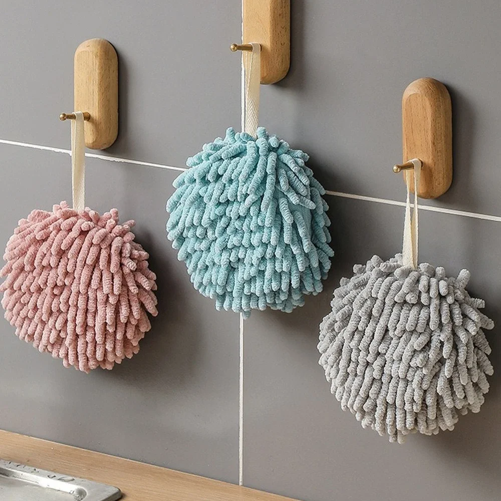 Round Wipe Hands Towel Ball Quick Drying Microfiber Towel Kitchen Ribbon Free Clean Bath for Hand Rubbing Soft Hand Towel Fluffy