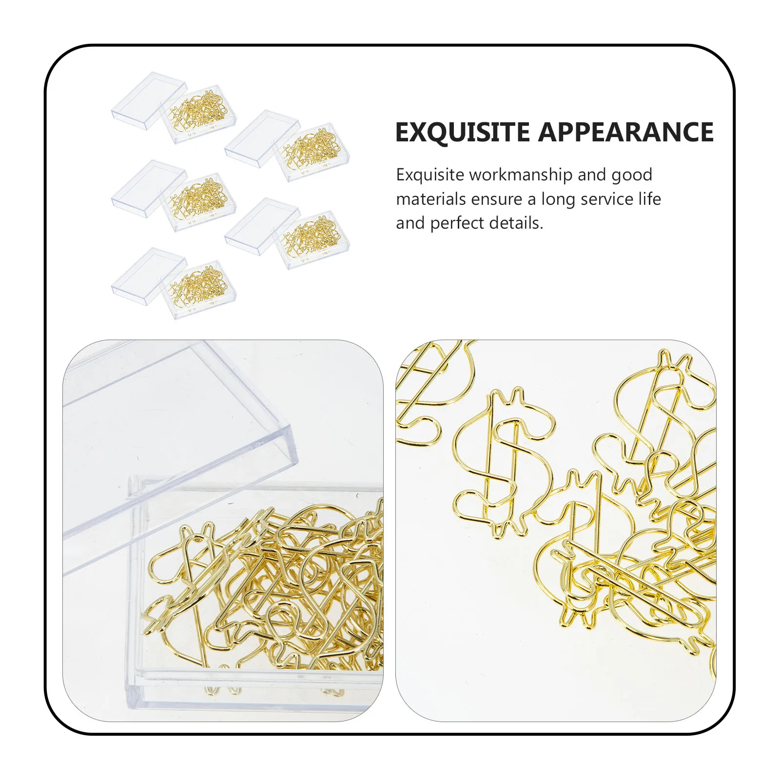 50개 달러 모양 합금 종이 클립 금 도금 책 페이지 마커 스타일리시 스크랩북 장식용 사무실 학교 용품