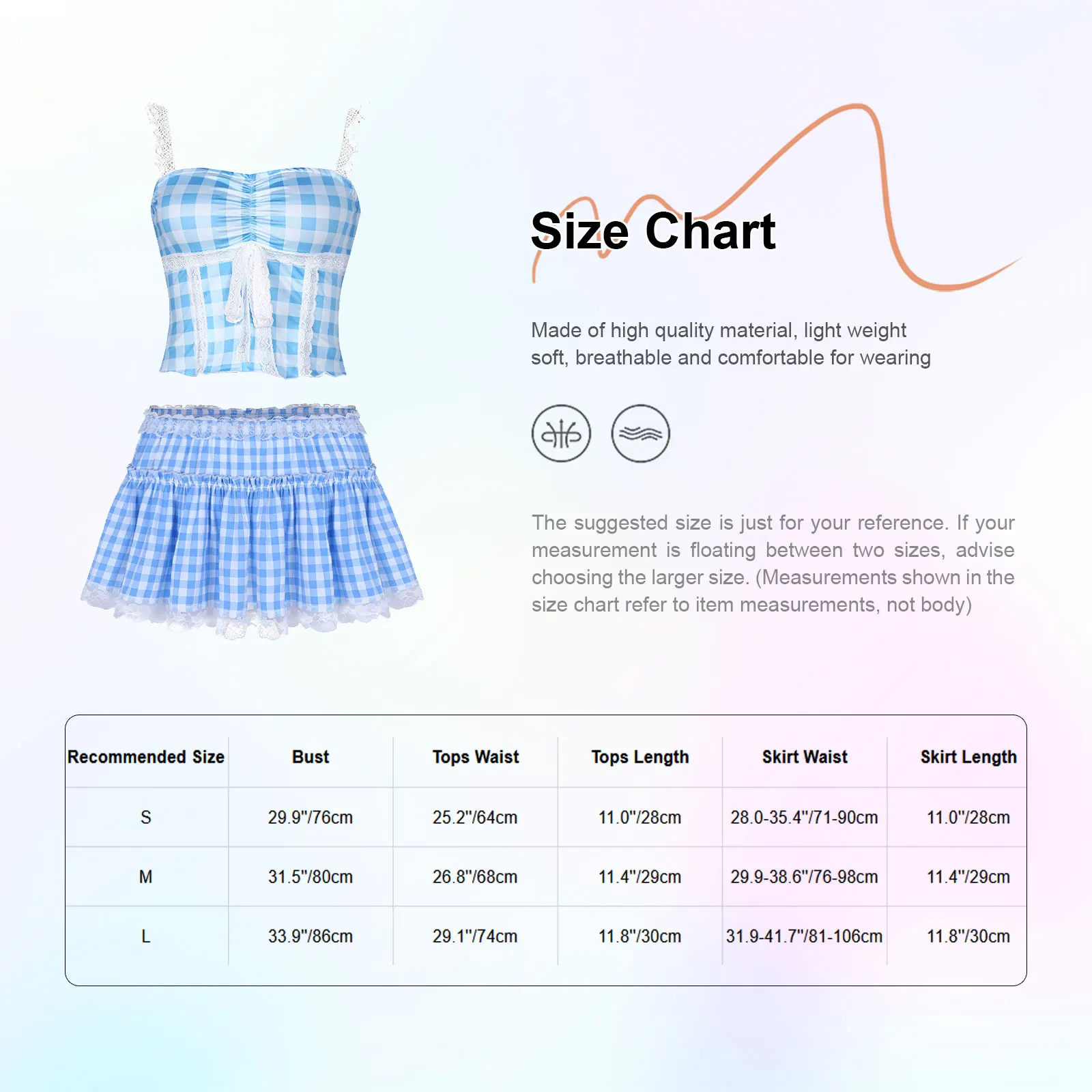 Womens Two-Pieces Plaid Outfit Lace Trim Spaghetti Crop Tops Square Neck Sleeveless Camisole Ruffled A-Line Mini Skirt Summer