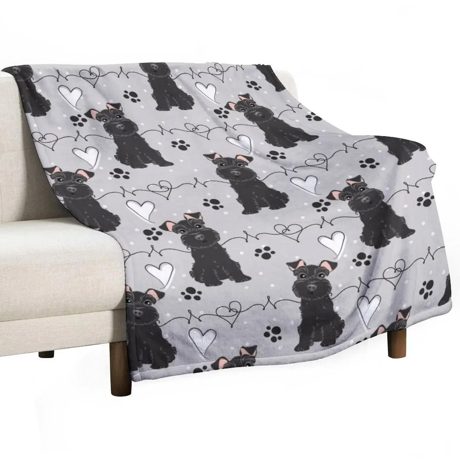 

Love Black Miniature Schnauzer Throw Blanket For Sofa Thin Large warm for winter Blankets