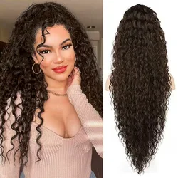 H&STAR 36 inch Synthetic Drawstring Ponytail ExtensionBlack Long Lightweight Full Natural Curly Fake Tail Layered Hairpiece