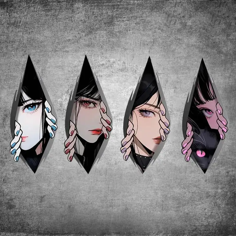 

1pc Anime Girl Peeking JDM Vinyl Sticker, Waterproof Decal for Car Motorcycle Body Window Decor