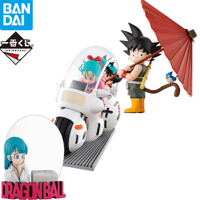 In Stock Bandai Ichiban Kuji Dragon Ball Fantastic Adventure Son Goku Umbrella Bulma With Mirror Anime Figure Action Model Toys