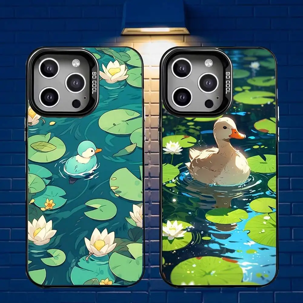 

duck Phone Case For iPhone 16,15,14,13,12,11,Mini,Pro,E,MAX Gray Matte Silicone Black Cover