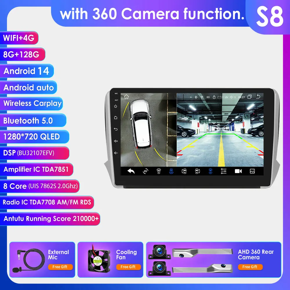 Hizpo 10.1 inch autoradio voor Peugeot 2008 208 2014 - 2018 navigatie GPS multimediaspeler auto AI intelligente systemen 2 Din draadloze Carplay Android Auto 4G LTE DSP 2Din stereo autoradio head unit