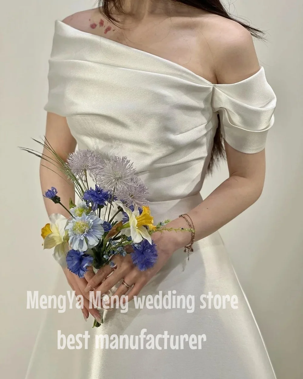 ZHUISHU 2025 Korea Off-Shoulder Simple Wedding Dress A-Line Satin Custom Made Formal Bride Dress Customized Wedding Gown Bridal