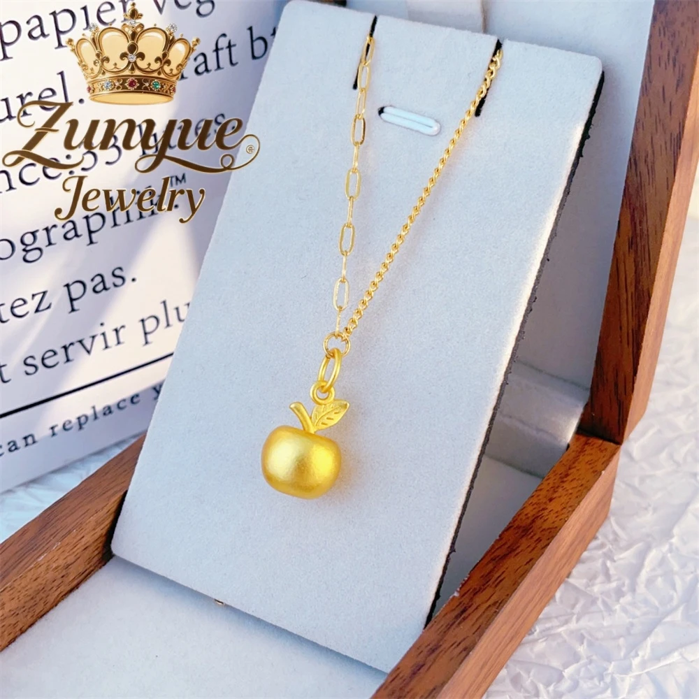

Sand Gold Pendant Apple Necklace High - Class Pendant Clavicle Chain Niche Gift Fashion Jewelry Exquisite Charms Popular Elegant