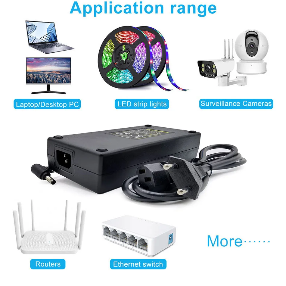 Imagem -06 - Adaptador de Alimentação Dc24v para 85265vac Transformador Led Driver uk au Eua ue Plug Converterfor Cctv Lâmpada Led 24v 10a 240w