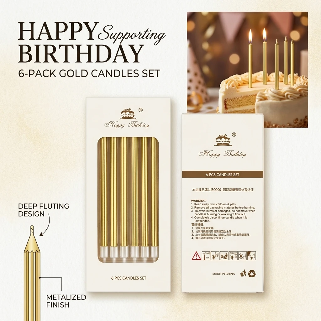 6pcs/box Pencil Cake Candle Happy Birthday DIY Colored Candle Cake Topper Wedding Baby Shower Kids Birthday Party Cake Decors