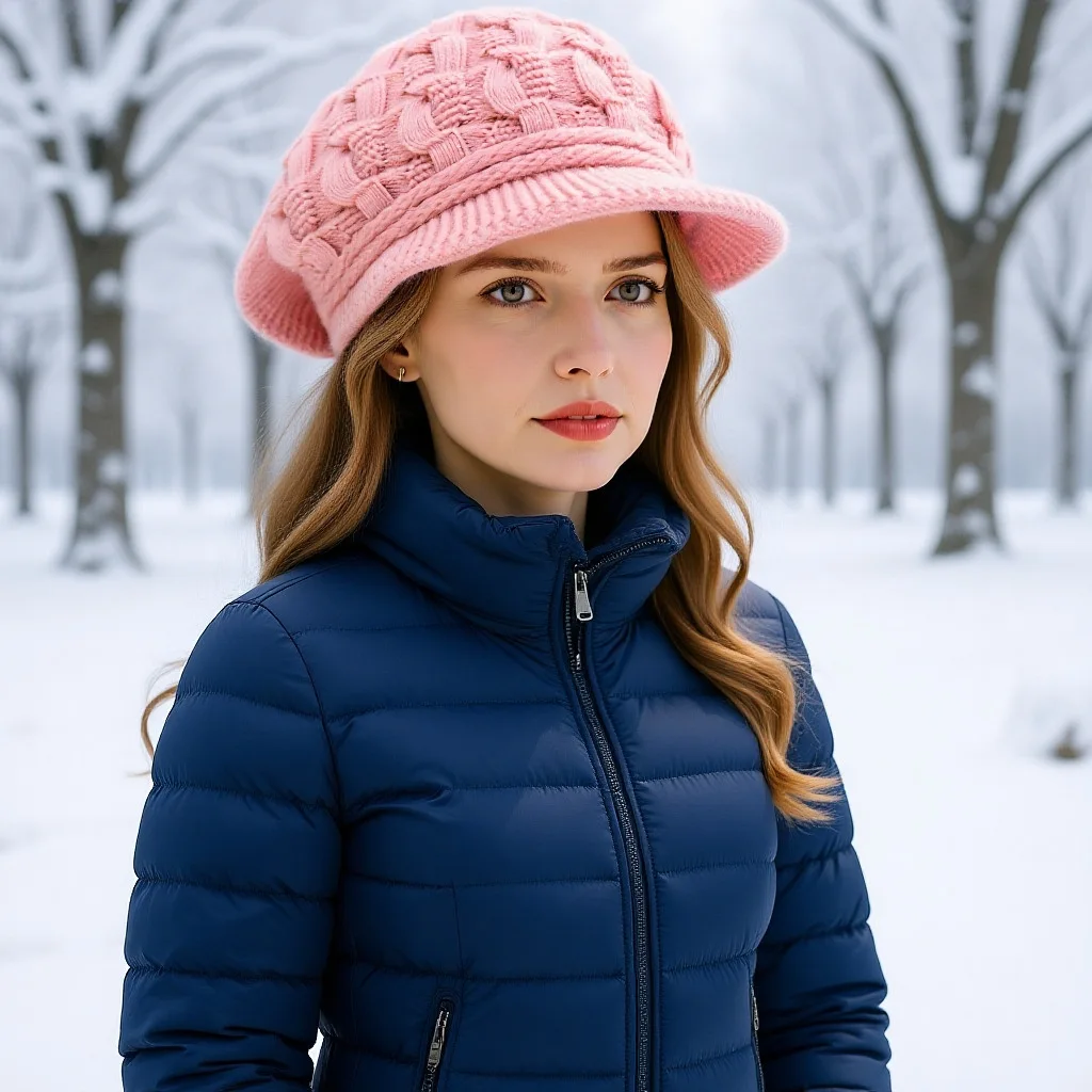 قبعة نسائية متماسكة من الصوف المخلوط قبعة حرارية عتيقة مناسبة لأزياء الشتاء متقلب للطقس البارد