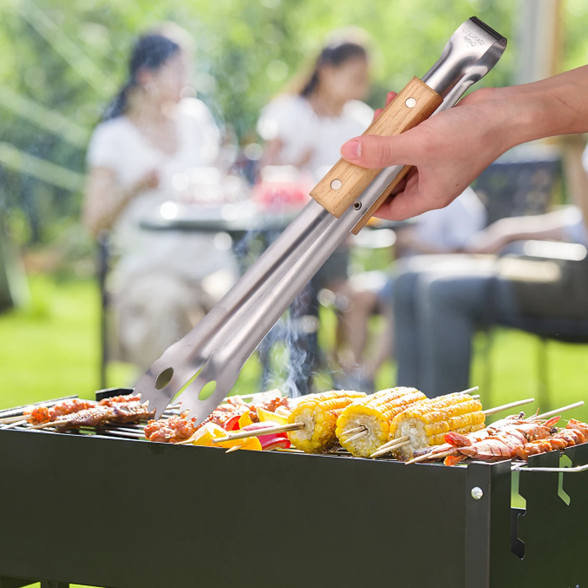 

2pcs Stainless Steel Kitchen Clips For Bbq Grill Outdoor Cooking Non-Slip Food Clip Rustproof Barbecue Picker With