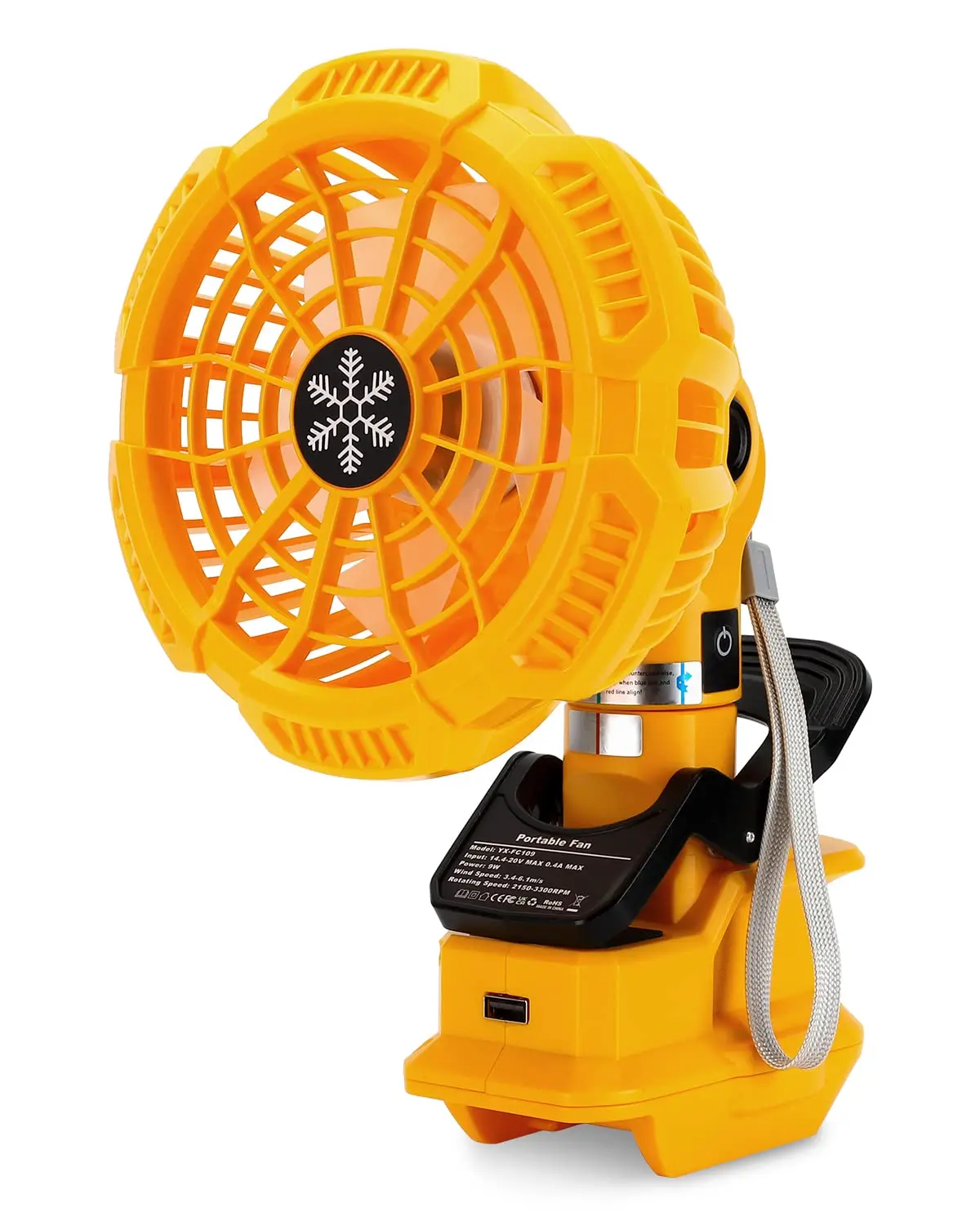 Portable Clip on Fan for Makita/Dewalt/Milwaukee/Bosch/Black Decker/Craftsman Powered with 3 Energy Efficient Speed Settings