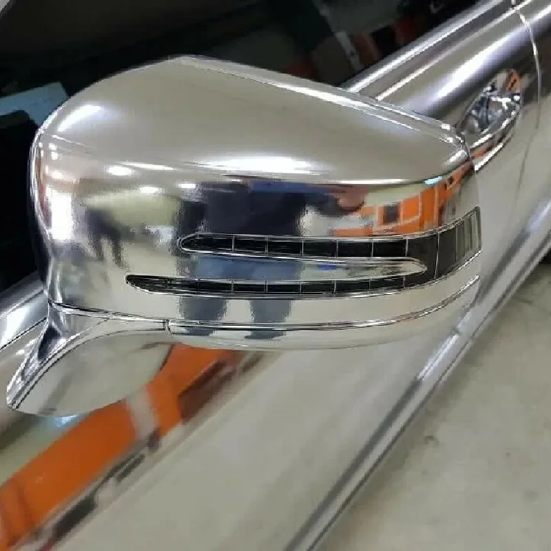 Premium Dehnbare Silber-Spiegelchrom-Vinylfolie Rolle DIY Selbstklebende Aufkleber Automotive Auto-Folierung Luftfrei – Detail 2