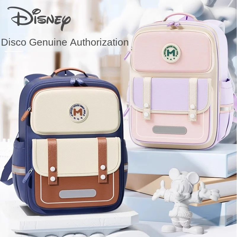 

Disney Mickey Minnie School Bag For Boy Girl Primary Student Shoulder Orthopedic Backpack Large Capacity Kids Gifts Mochilas