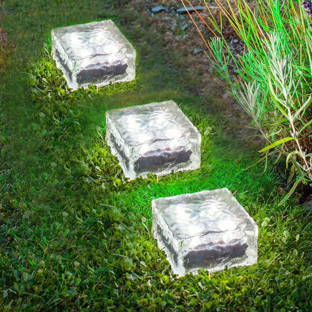 1Pcs Brick Light Square Glass Design Floor Lamp Outdoor Decorative Light for Yard Walkway Driveway Terrace Pool Area