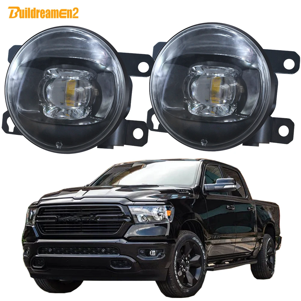 2 X 30W Fog Light Assembly For Ram 1500 2500 3500 2019 2020 2021 Car Front Bumper LED Lens Fog Daytime Running Lamp 8000LM 12V