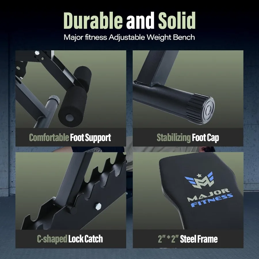 مقعد وزن قابل للتعديل لتدريب القوة، مثالي لضغط مقاعد البدلاء وتدريبات كاملة الجسم في عروض إعداد صالة الألعاب الرياضية في المرآب المنزلي