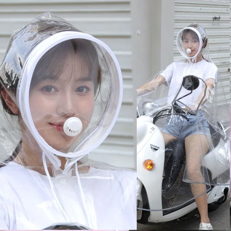 Equipped with Rearview Mirror Cover Electric Scooter Rain Poncho, Unisex-Adults, Universal Fit, Cape Coat, PVC Long Sleeve Solid