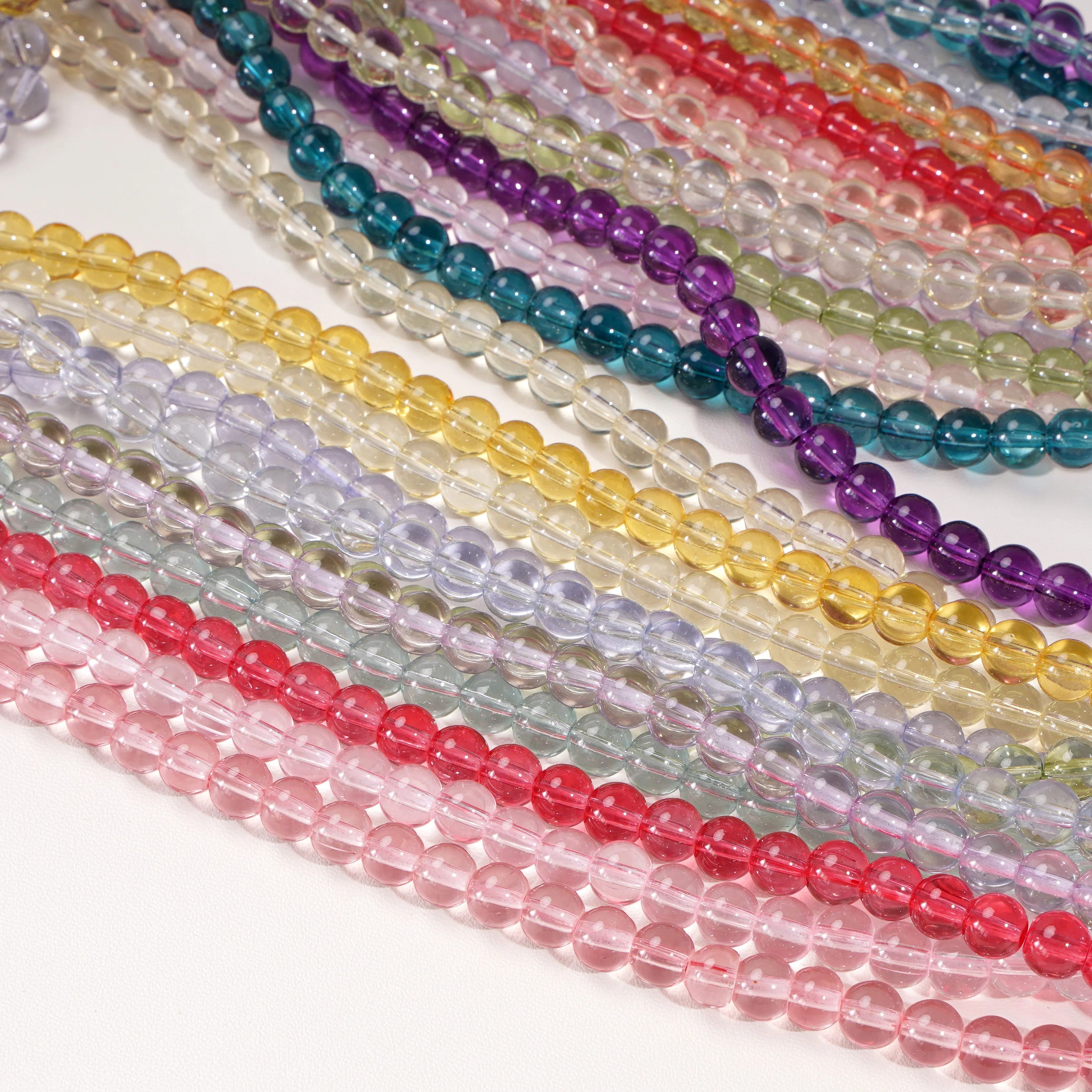 8/10mm 20-50Pcs Colorful Transparent Glass Round Beads Loose Spacer Beads for Jewelry Making DIY Bracelet Necklace Materials
