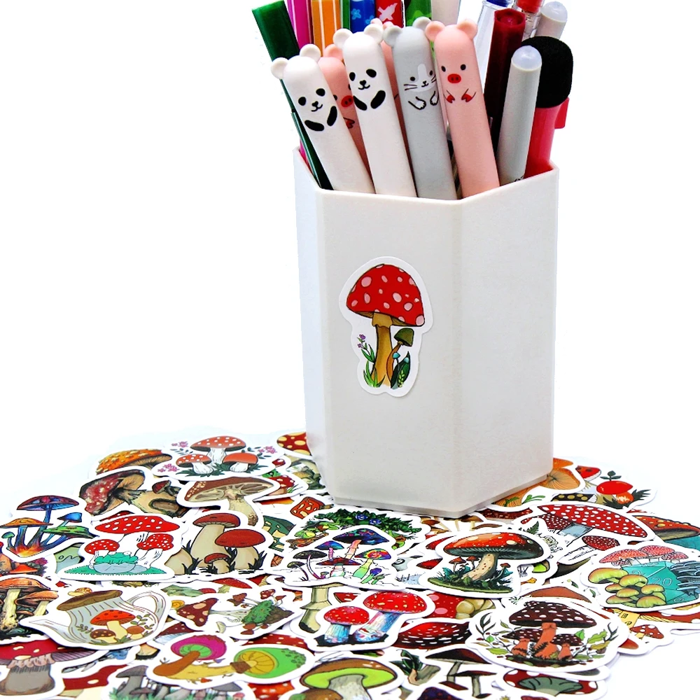 10/50/100pcs Kawaii Mushroom Stickers Toys Cute Cartoon Decals For Kids DIY Laptop Scrapbook Stationery Fridge Funny Sticker