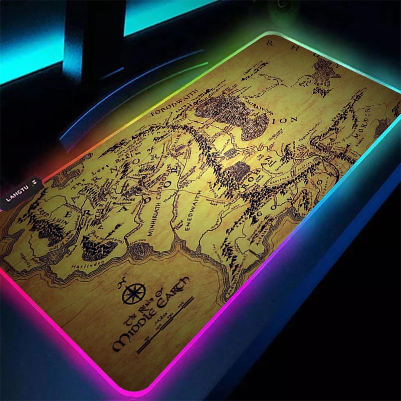 Alfombrilla de ratón RGB con retroiluminación, 90x40cm, T-The Lord of the Rings, accesorios para videojuegos, alfombrilla LED para ratón, alfombrilla para teclado, alfombra para escritorio