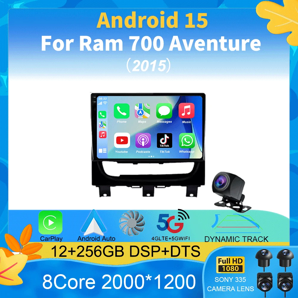 

For Ram 700 Aventure 2015 Android 15 Auto Car Radio Multimedia Video Player GPS Navigation Stereo 2DIN 2 din WIFI Carplay
