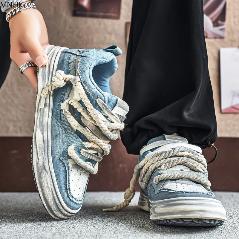 

Новая мужская спортивная и повседневная модная обувь на толстой подошве, увеличивающая рост, потертая и грязная, стильная и универсальная повседневная обувь