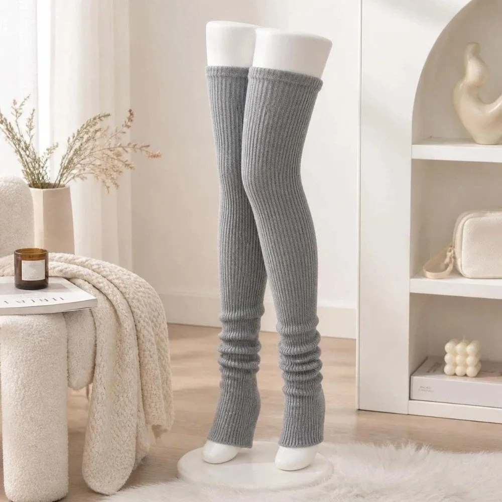 Simple Knitted Leg Warmers Multicolor Thickened Warm Above Knee Socks Stripe Lolita JK Leg Cover Girls