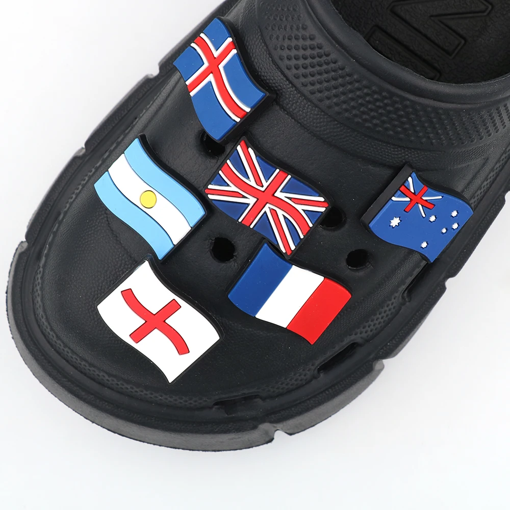 1 Pc Shoe Decorations Pvc Cartoon Pins Charms Colorful National Flag Ornament Shoe Accessories Children's Party Gift image 2