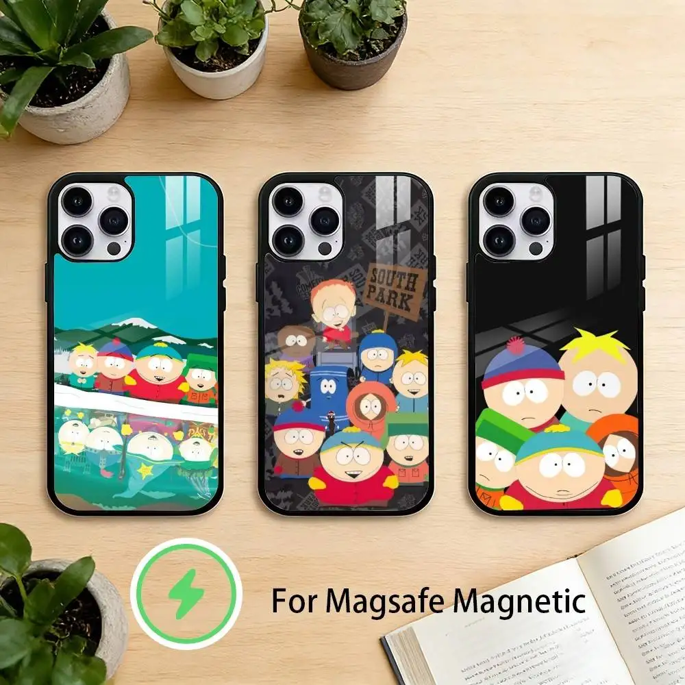 

M-South P-Park Cartoon Phone Case For iPhone 17/16/15/14/13/12/Plus/Pro/Max for Magnetic Wireless Charging
