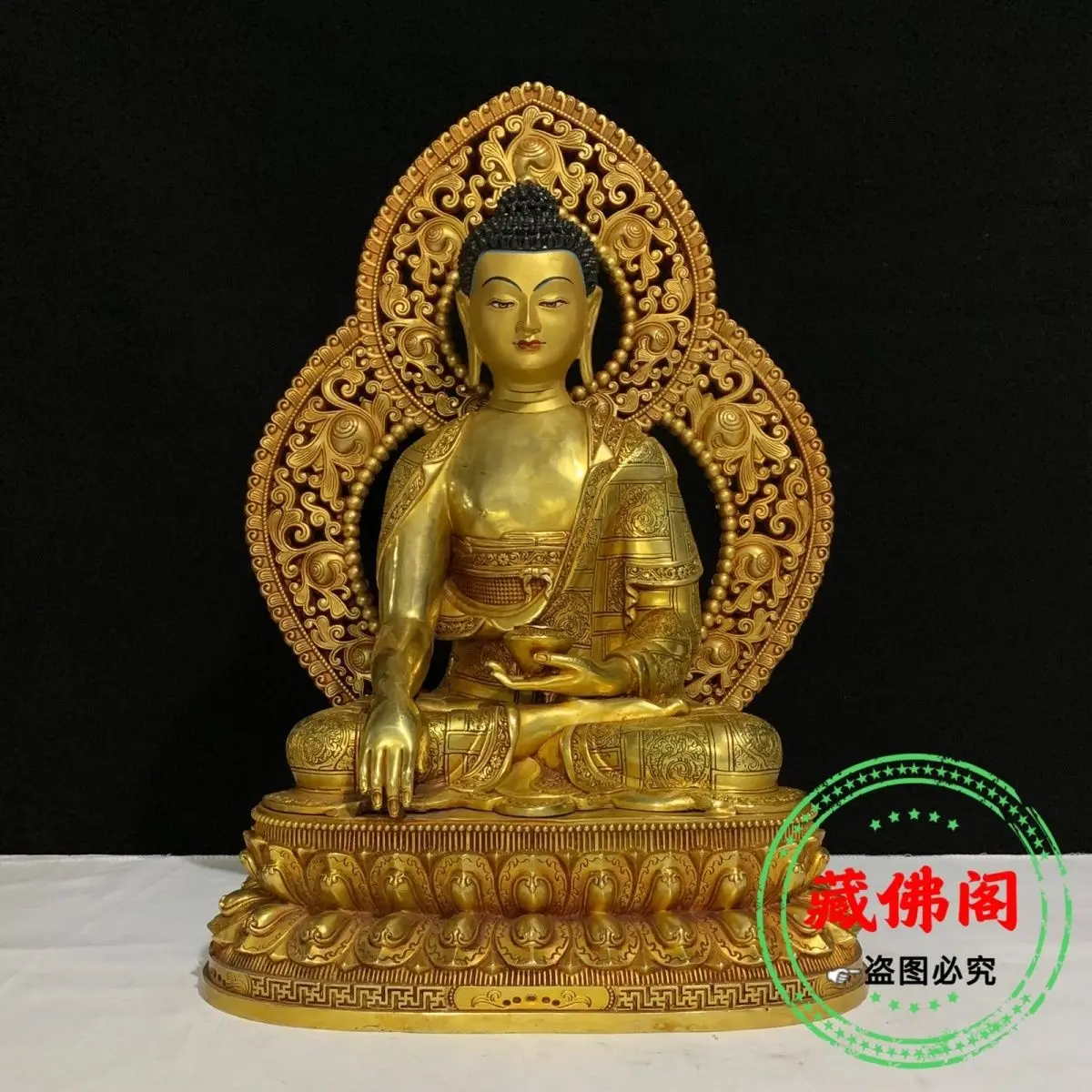 

15 inch Sakyamuni Buddha pure copper Seiko Tibetan gilded bronze statue of Buddha one foot five home ornaments Buddhist temple h