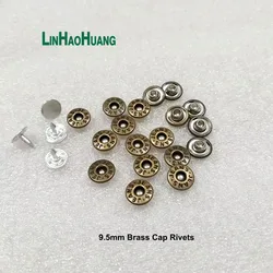 Wholesale 9.5mm 200sets brass  garment jeans rivets with alum nail Antique brass Bronze color and 1 set of tools