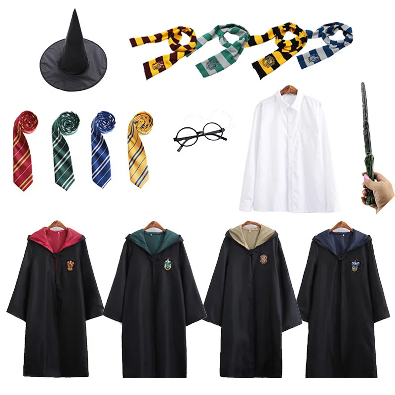 Hogwarts Hooded Magic Robe Harries Potters Cosplay Gryffindor Slytherin College Apparel Aldult Halloween Partys Prom Clothing