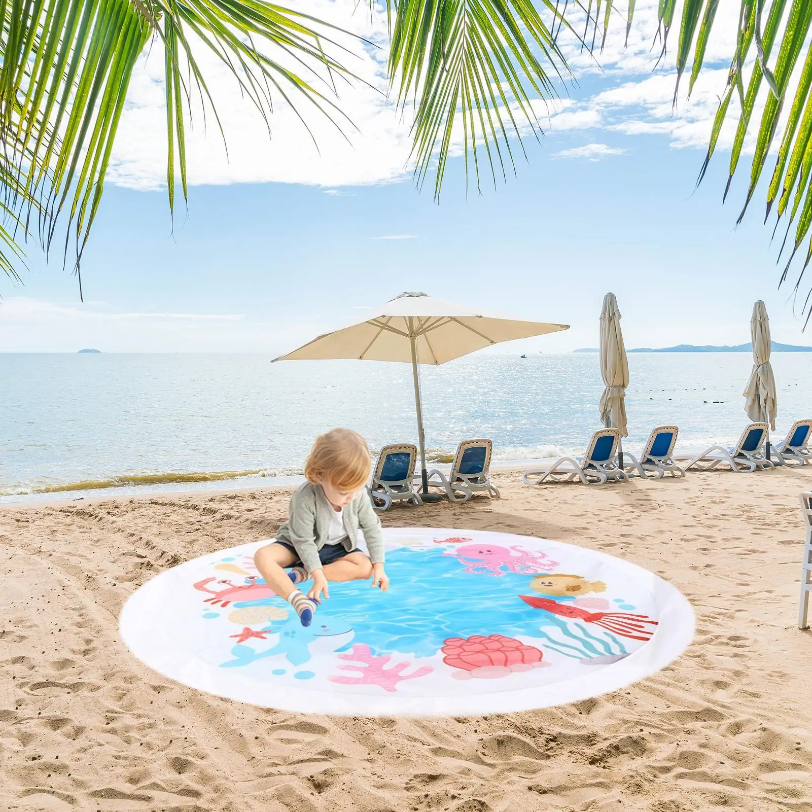 طفل شاطئ بركة الطفل التجديف بركة الكرتون 2 في 1 الأطفال البركة حصيرة للنزهة الأسرة حديقة التخييم السباحة الفناء الخلفي #4