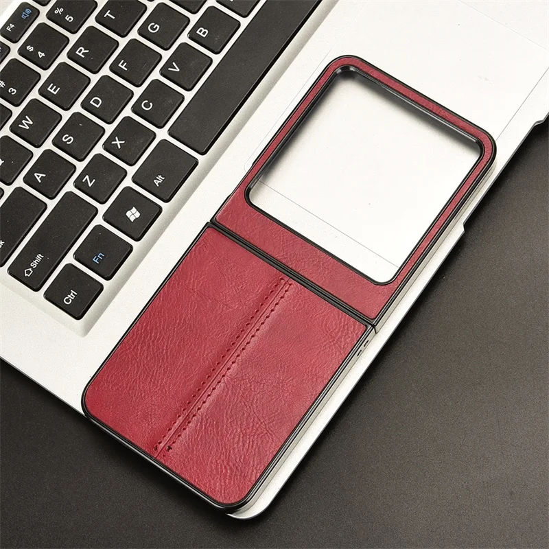 Used for Infinix Zero Flip 5G 2024 upper and lower folding screen mobile phone case retro beef pattern cable rear shell