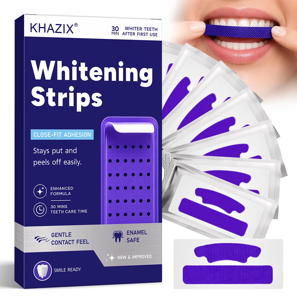 1/7 pairs Teeth Whitening Strips for Whiter-Looking Smile, Flexible Tooth Strips Easy to Apply for Daily Cosmetic Care