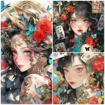 quebra-cabeca-de-parede-com-rosas-vermelhas-em-flor-e-cartas-de-poker-beleza-oriental-estilo-retro-chines-decoracao-aconchegante-para-ambientes