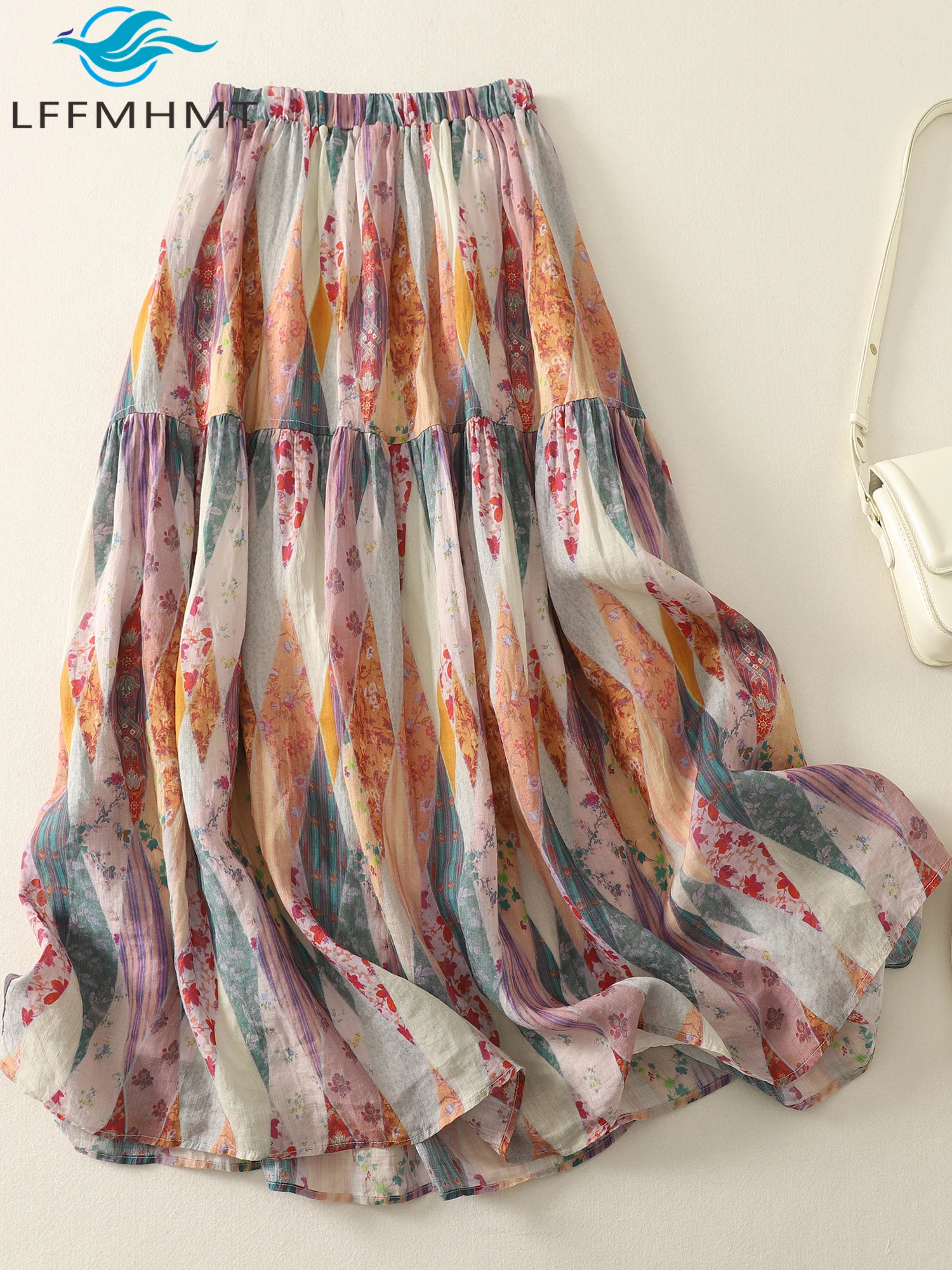 Japan Forest Style Linen Skirt for Women Good Quality Beautiful Design Summer Vintage Elastic Waist A-line Loose Casual Dress
