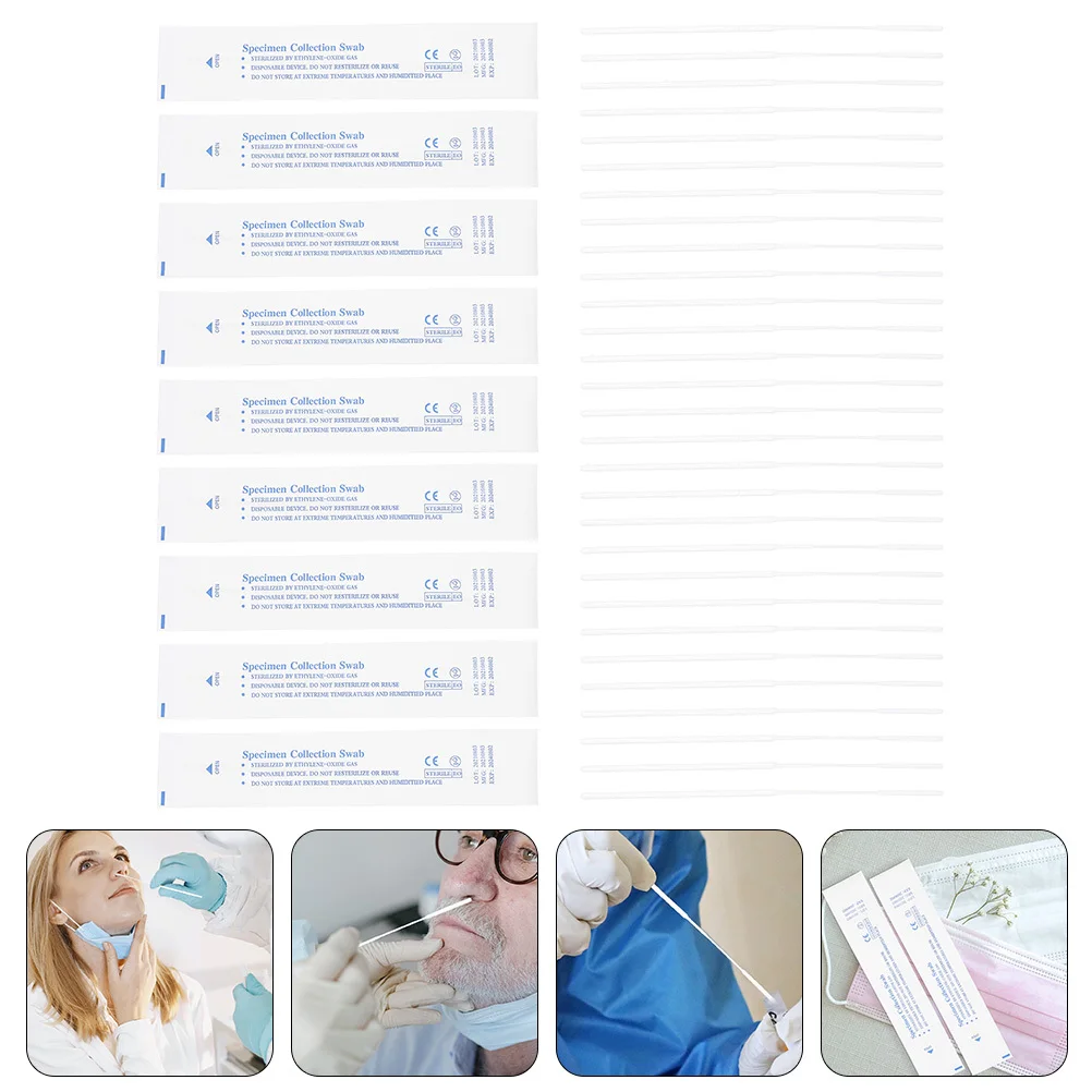 

120Pcs Nasal Swabs Disposable Flocked Sampling Sticks Professional Specimen Collection Swabs Safe Hospital Use
