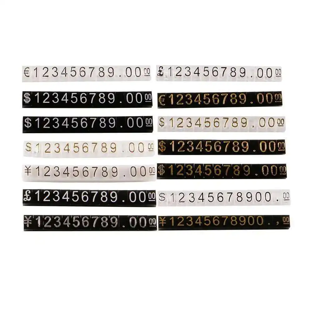 50-teiliges Kombiniertes Preisschild-Set mit Nummernschildern und Zahlenwürfeln, Verstellbare Aufkleber für Kleidung, Telefon, Laptop, Schmuck, Vitrine, Theke, Display – Detail 4