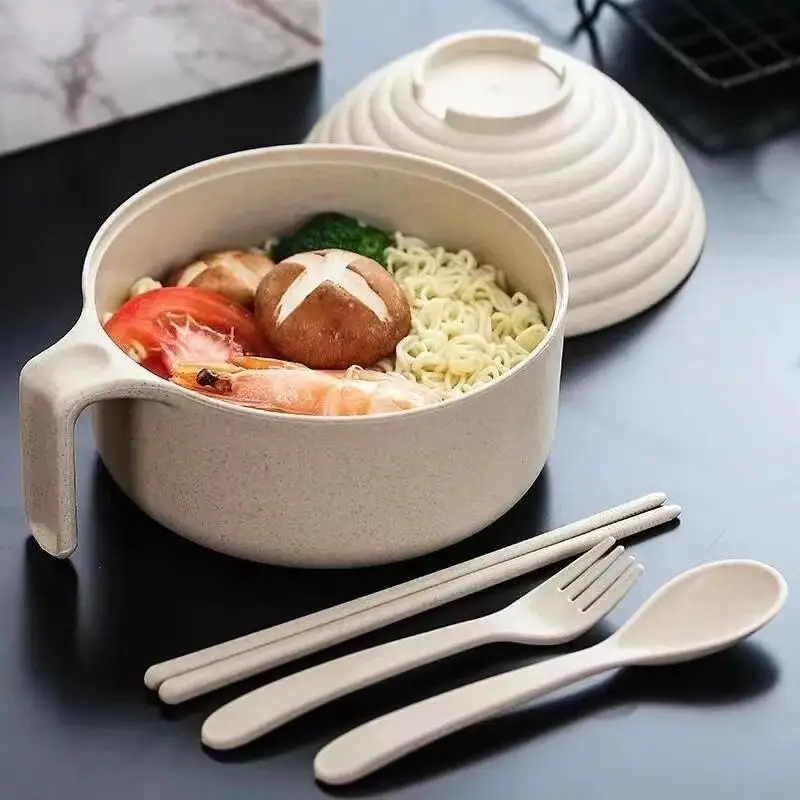 Ramen Bowl Set Noodles With Chopsticks Microwavable Cooker Bowl With Lid Kitchen Dining Tool