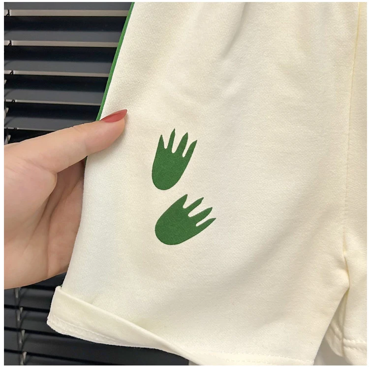 Sommer-Kinderkleidung, zweiteiliges Set, T-Shirt + Shorts, lässiger Trainingsanzug für Mädchen und Jungen, 2-teiliges Set, Kinderkleidung, kurzärmeliger Anzug. – Detail 7