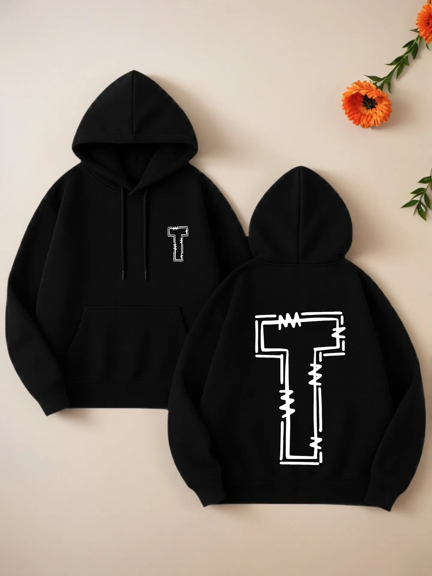 

Graphic Hoodie Women, Letter Print, Casual Streetwear Style, Soft Fabric, Casual Everyday Wear, For Teens