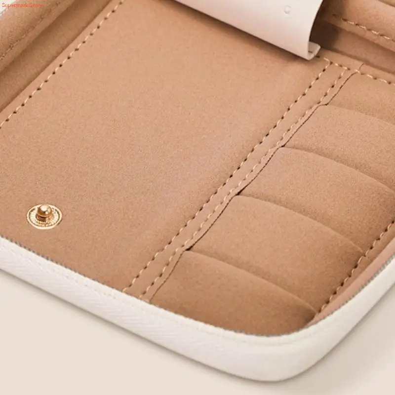 

Q5WE Leather Jewelry Holder Portable Organizers for Necklaces Earrings Accessories