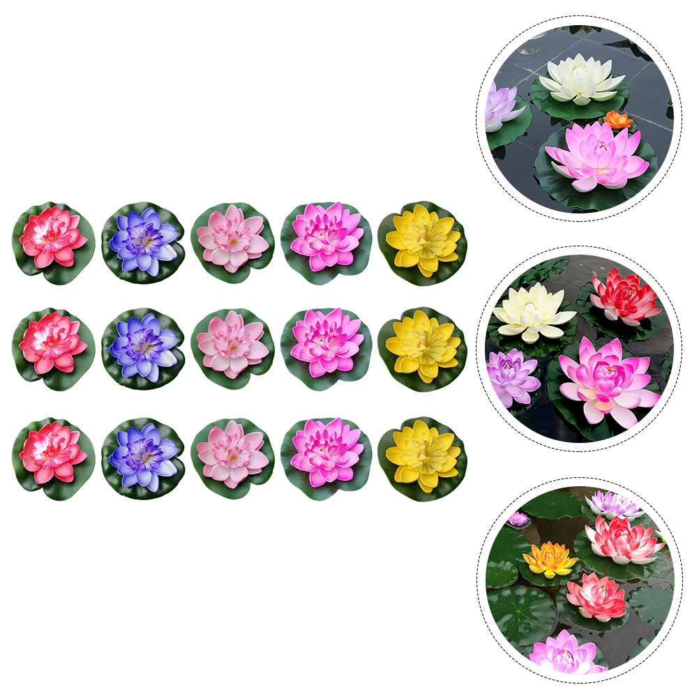 

15pcs Artificial Lotus Floating Pond Plants Home Garden Decoration EVA Water LilyArtificial Pond Plant