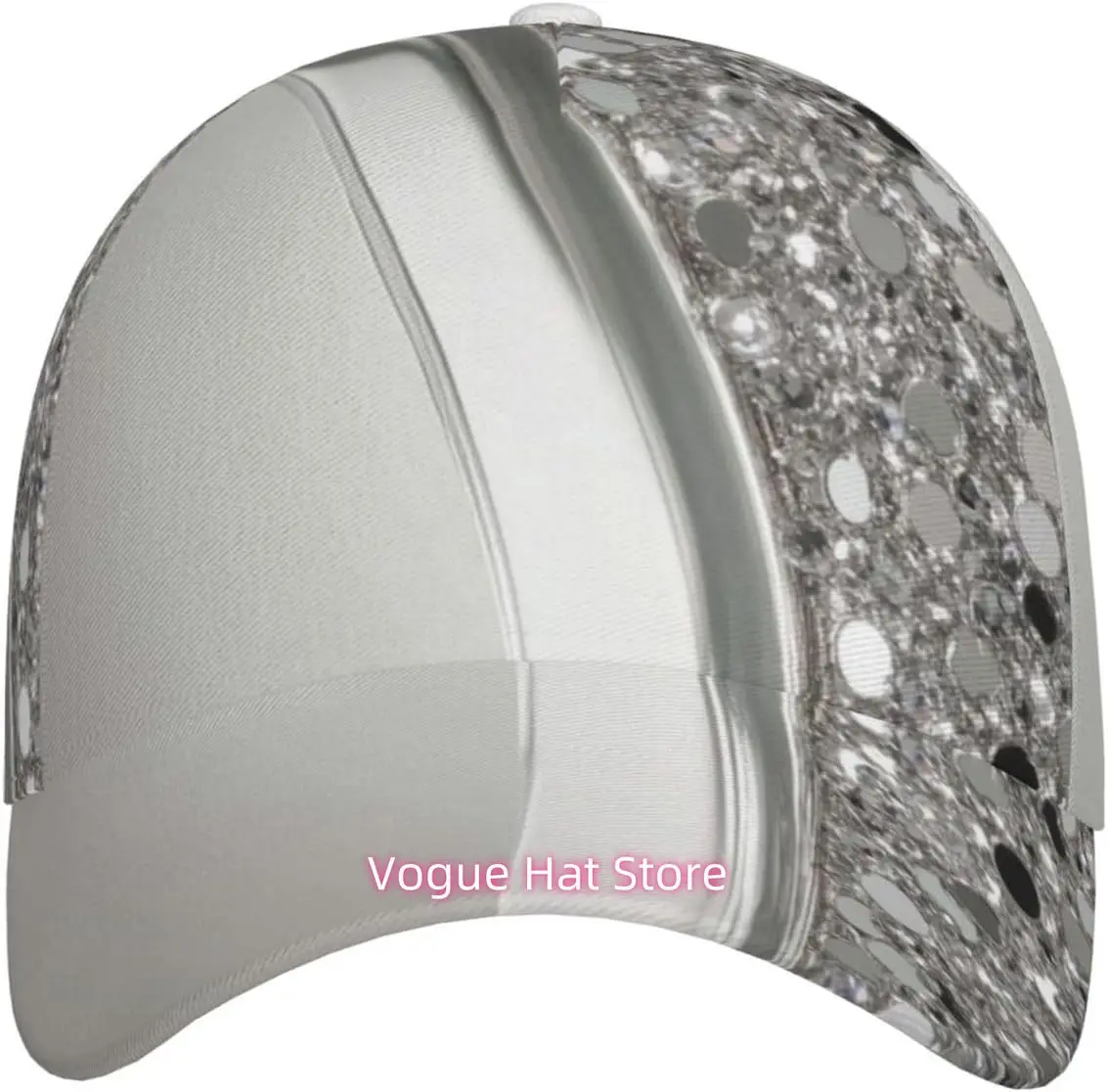 Silver Sparkle Glam Bling Pattern Baseball Cap Unisex Adjustable Baseball Hats for Sports Outdoor