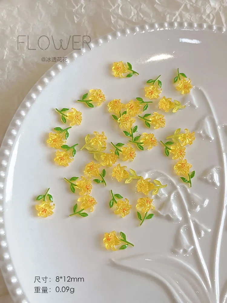 50 szt. Ozdób do paznokci Lily, mieszanka kwiatów, błyszczące, lodowe, transparentne, 3D, różowe, płaskie, 3D, cyrkonie do zdobienia paznokci, akcesoria DIY