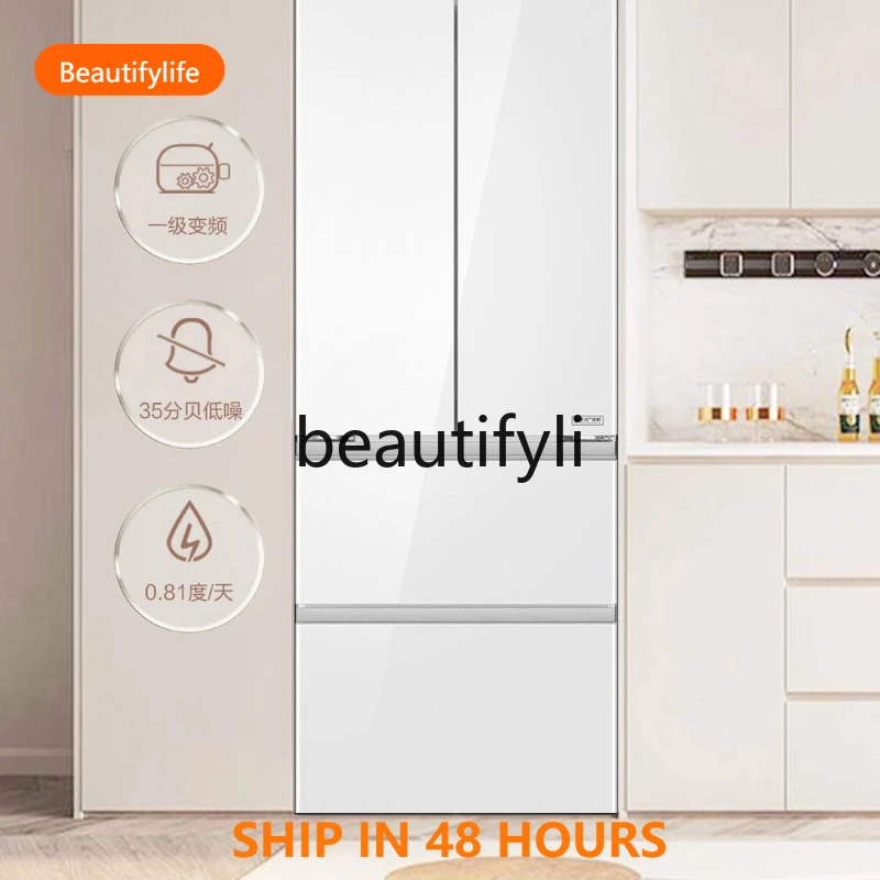 

New French multi-door, ultra-thin zero-embedded full-space fresh-keeping inverter household refrigerator white A