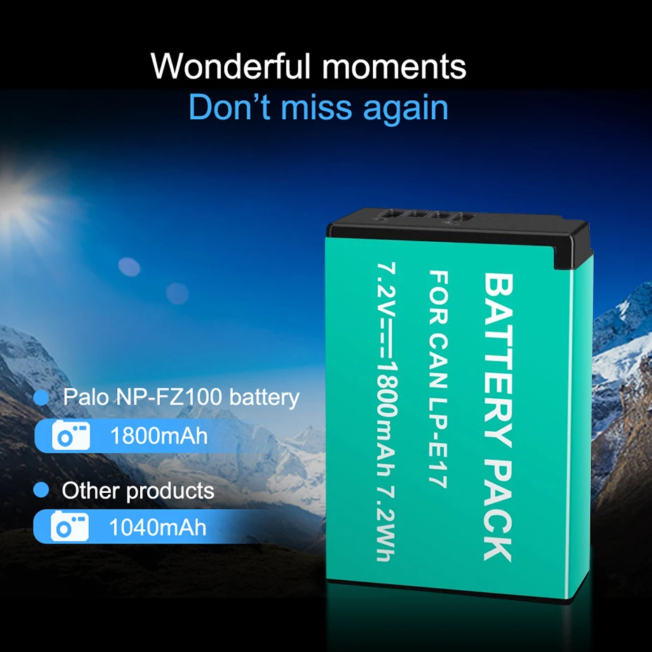 PALO 1800mAh LPE17 LP E17 LP-E17 Battery + LCD USB Dual Charger for Canon EOS 200D M3 M6 750D 760D T6i T6s 800D 8000D Kiss X8i